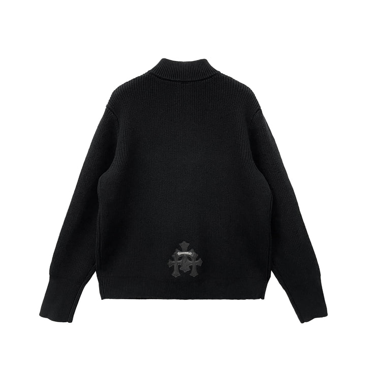 Chrome Hearts Cashmere Triple Cross Patch Half Zip Sweater - SHENGLI ROAD MARKET