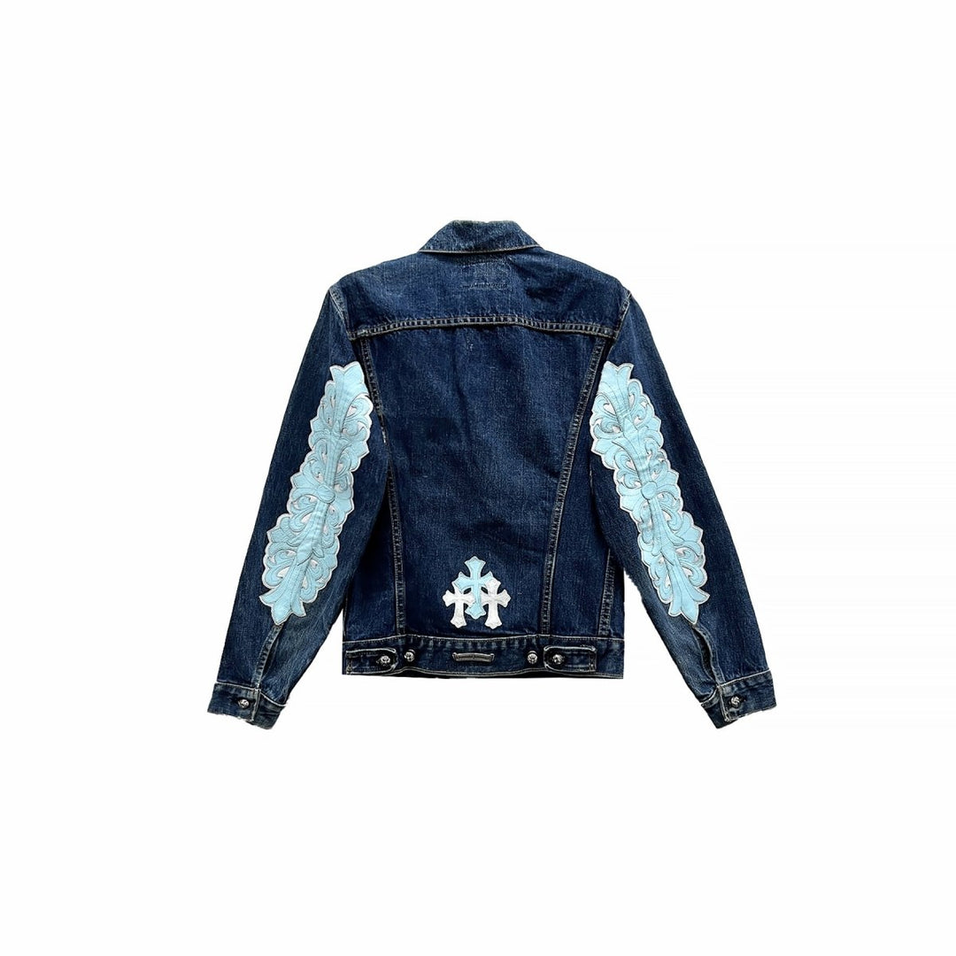 Chrome Hearts Cemetery Cross Patch Denim Jacket For Kids - SHENGLI ROAD MARKET