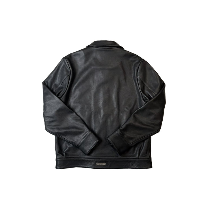 Chrome Hearts Cemetery Cross Patch Zip Up Leather Jacket - SHENGLI ROAD MARKET