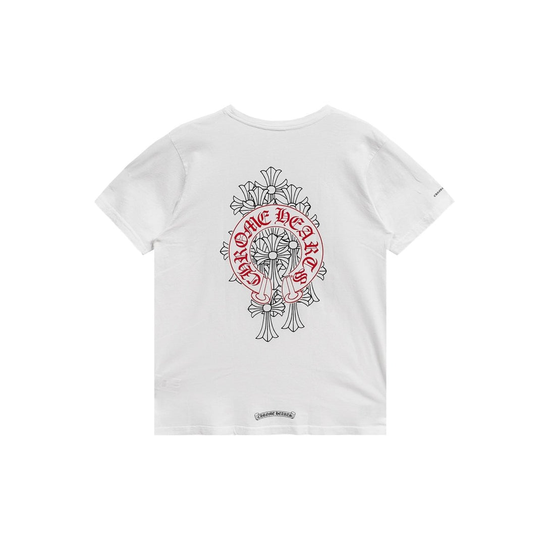 Chrome Hearts Cemetery Cross Red Horseshoe Short Sleeve T-Shirt Tee - SHENGLI ROAD MARKET