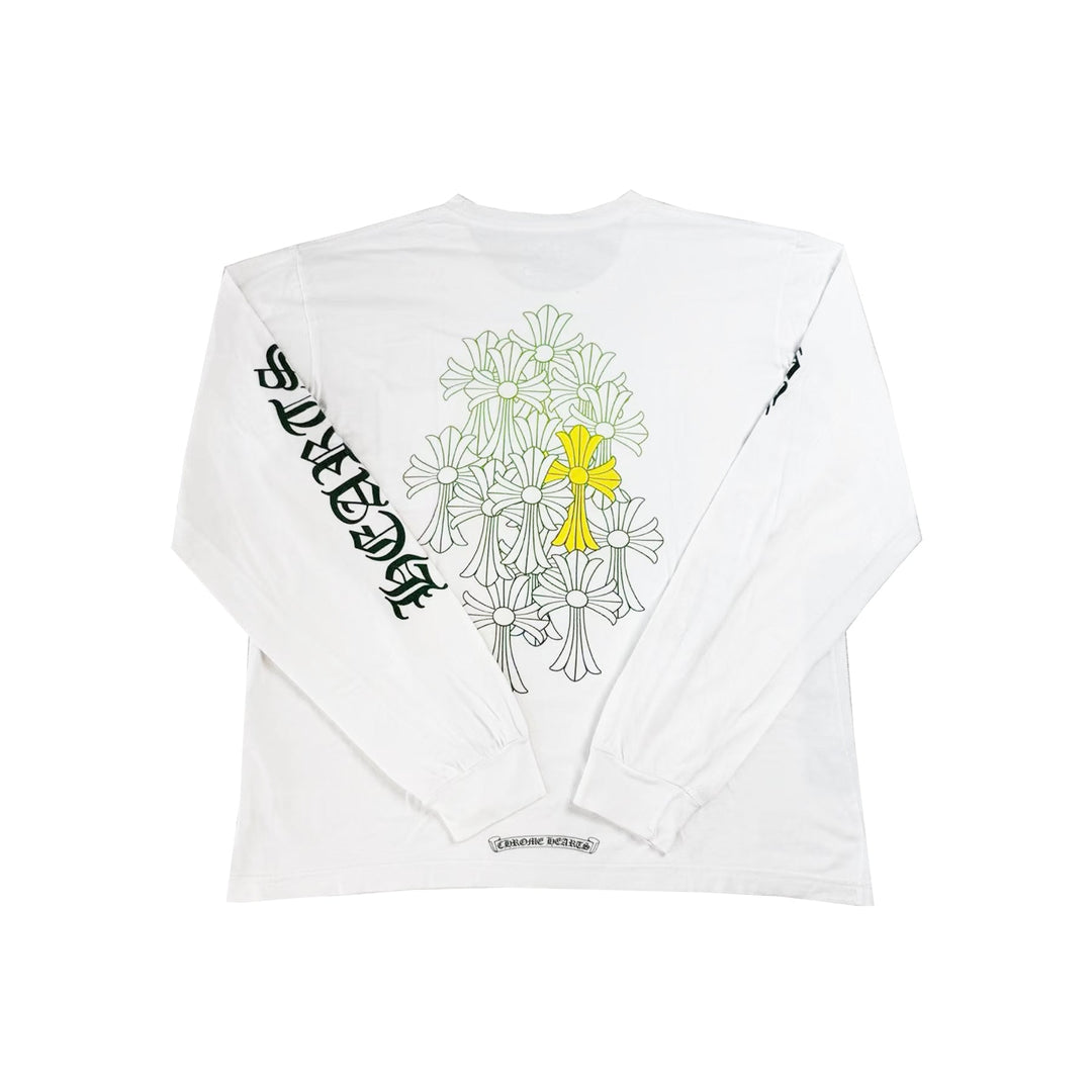 Chrome Hearts Cemetery Cross White Long Sleeve Tee - SHENGLI ROAD MARKET