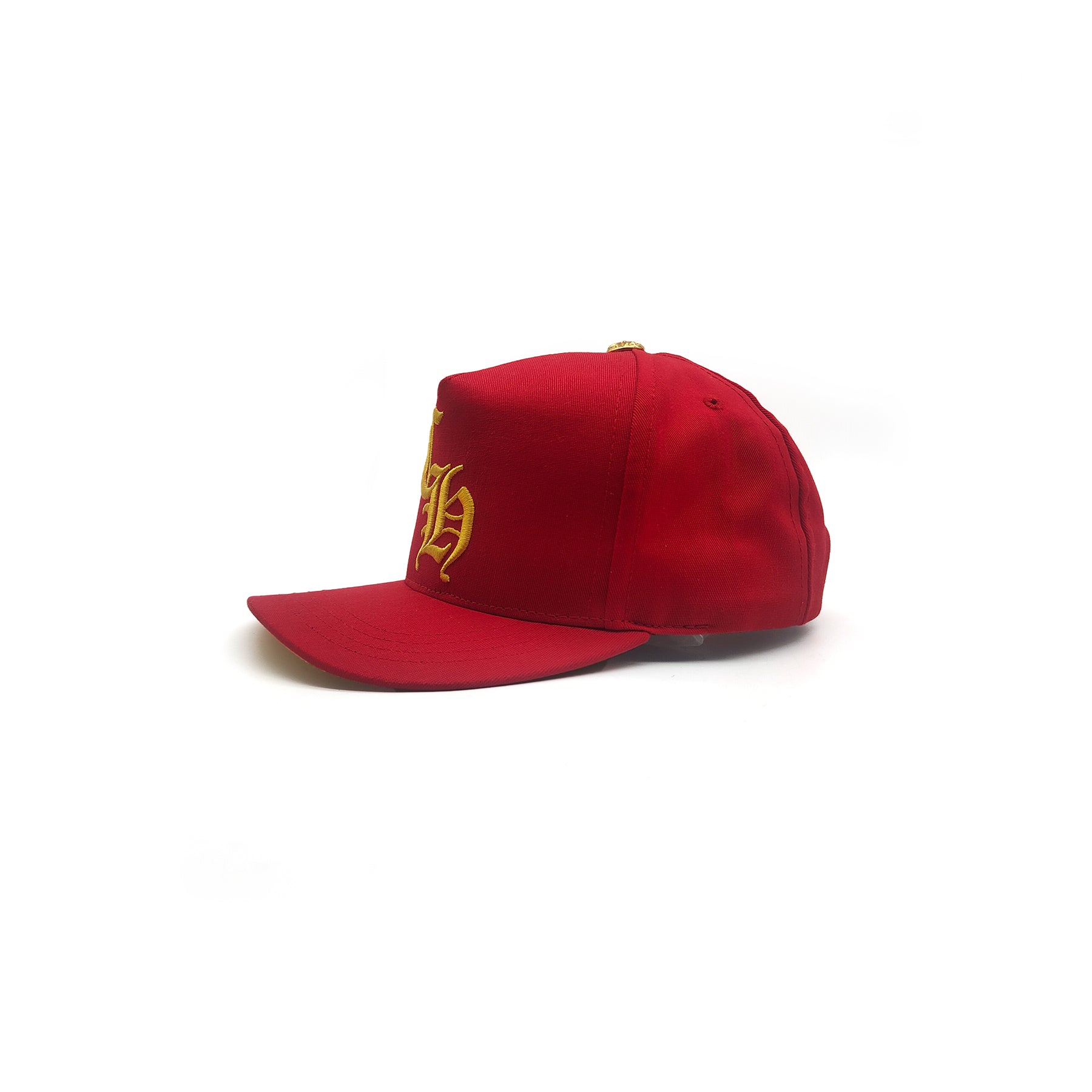 帽子 Chrome Hearts CH Gold Embroidery Cap Chrome Hearts CH Embroidered 22K Gold Diamond Button Red Cap - SRM