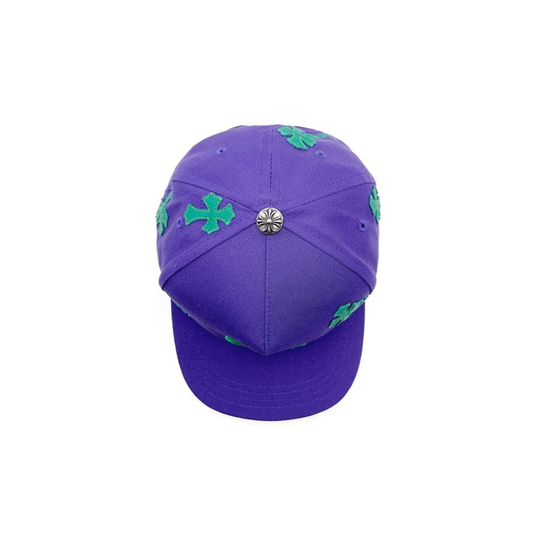 Chrome Hearts CH Embroidered Green Cross Patch Purple Cap - SRM