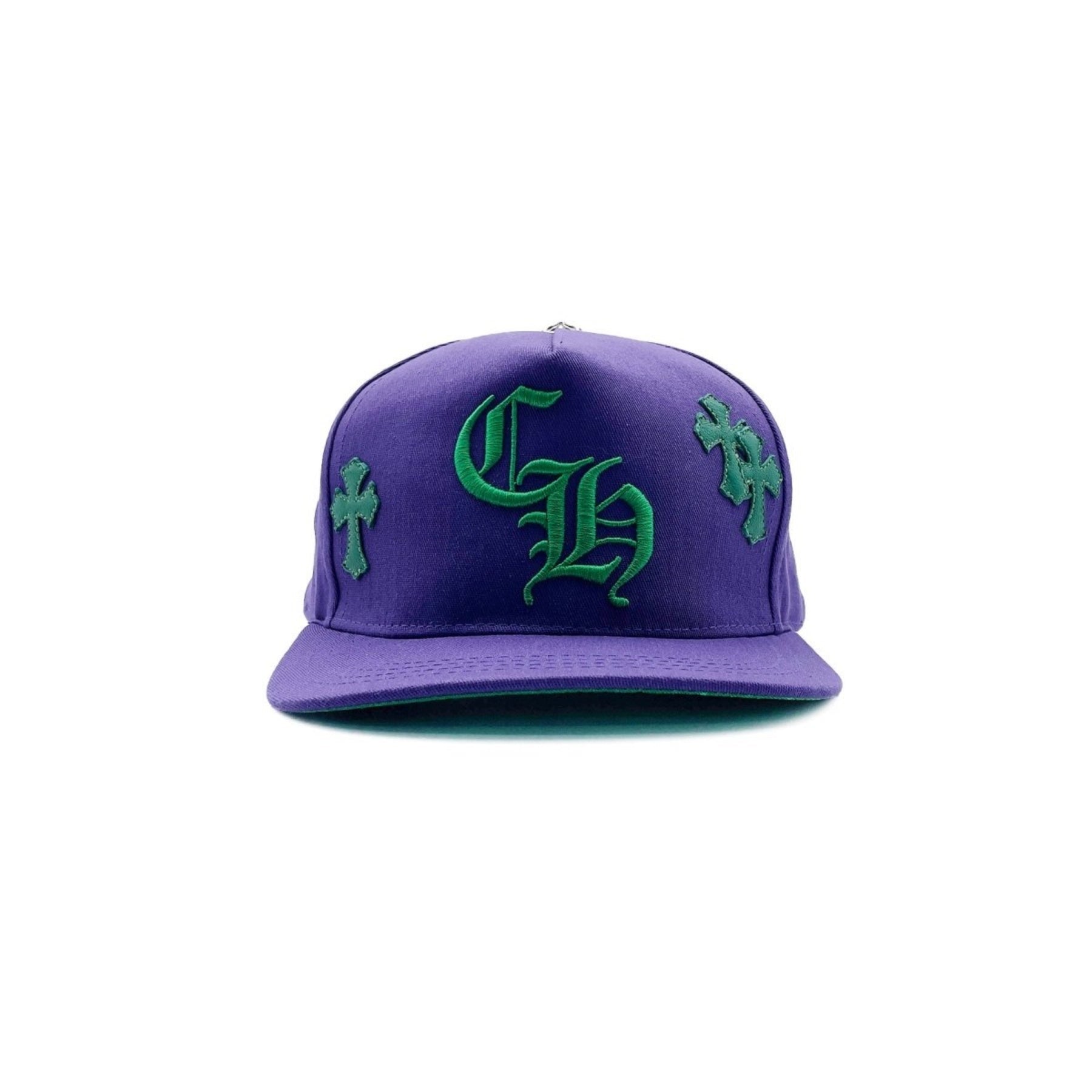 Chrome Hearts CH Embroidered Green Cross Patch Purple Cap - SRM