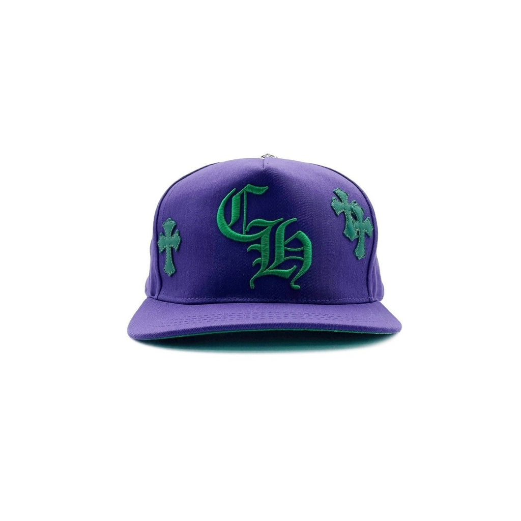 Chrome Hearts CH Embroidered Green Cross Patch Purple Cap - SRM