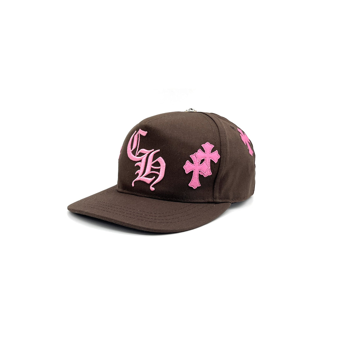 Chrome Hearts CH Embroidered Pink Cross Patch Brown Cap - SHENGLI ROAD MARKET