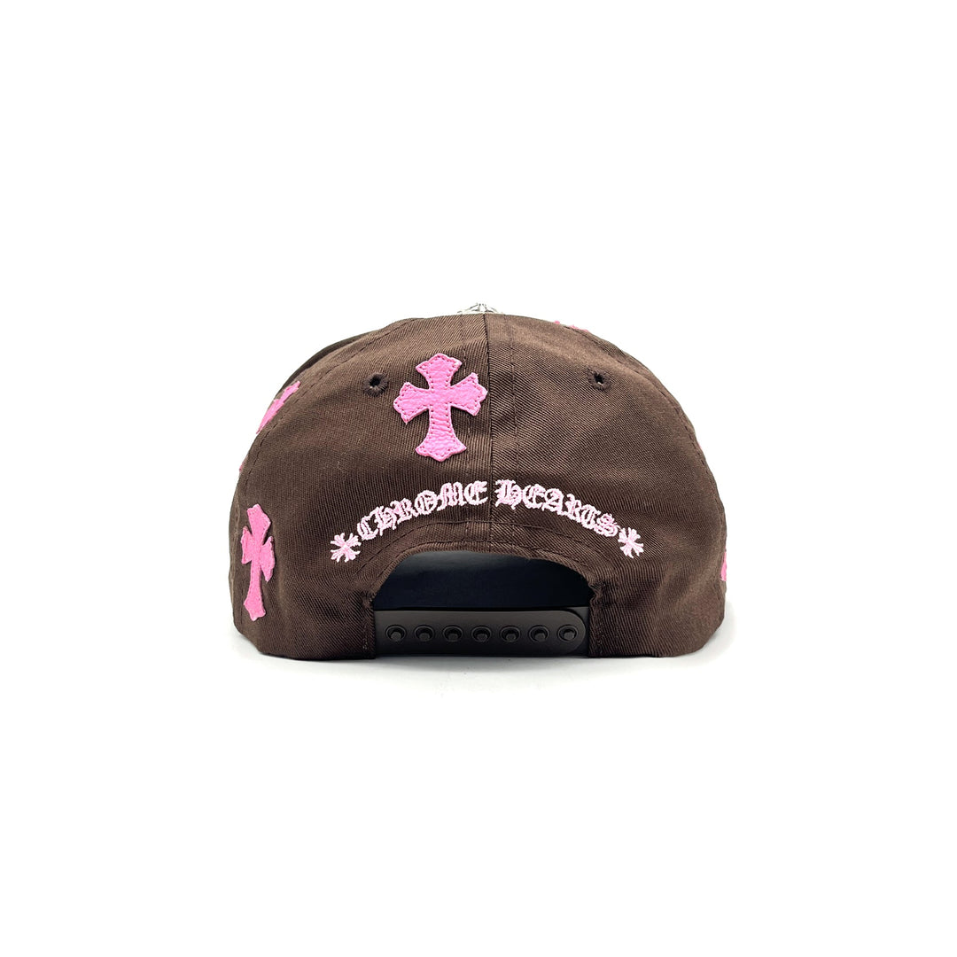 Chrome Hearts CH Embroidered Pink Cross Patch Brown Cap - SHENGLI ROAD MARKET