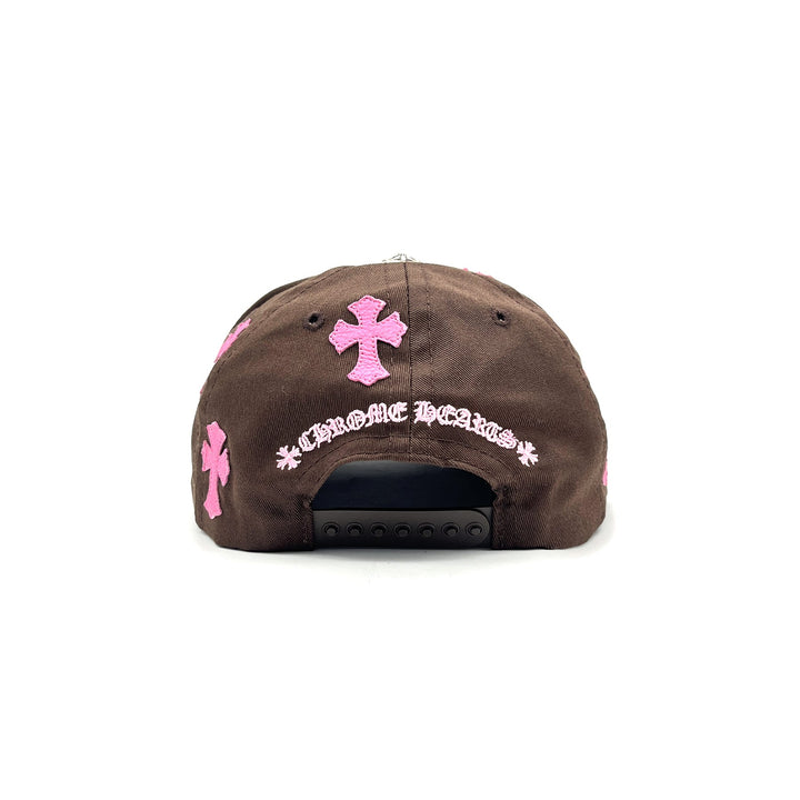 Chrome Hearts CH Embroidered Pink Cross Patch Brown Cap - SHENGLI ROAD MARKET