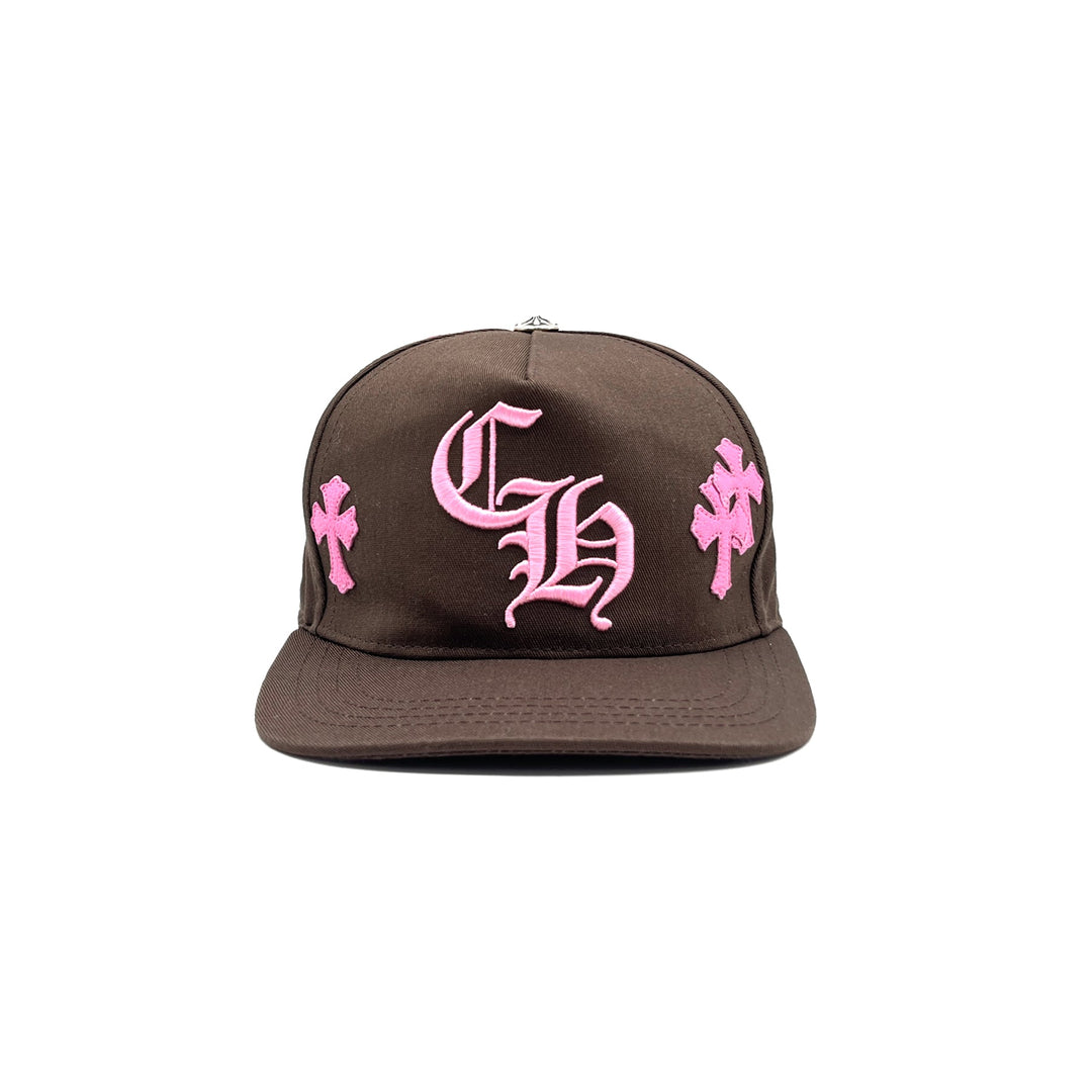 Chrome Hearts CH Embroidered Pink Cross Patch Brown Cap - SHENGLI ROAD MARKET