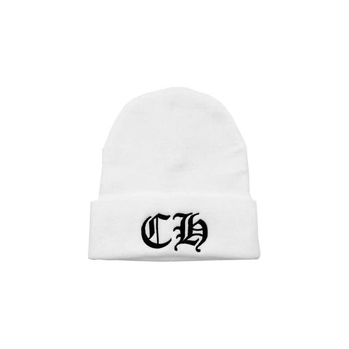 Chrome Hearts CH Embroidered White Beanie - SHENGLI ROAD MARKET