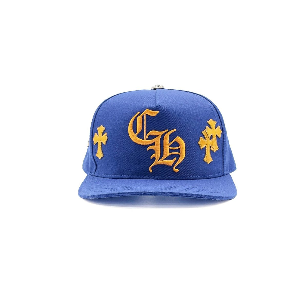 Chrome Hearts CH Embroidered Yellow Cross Patch Navy Cap