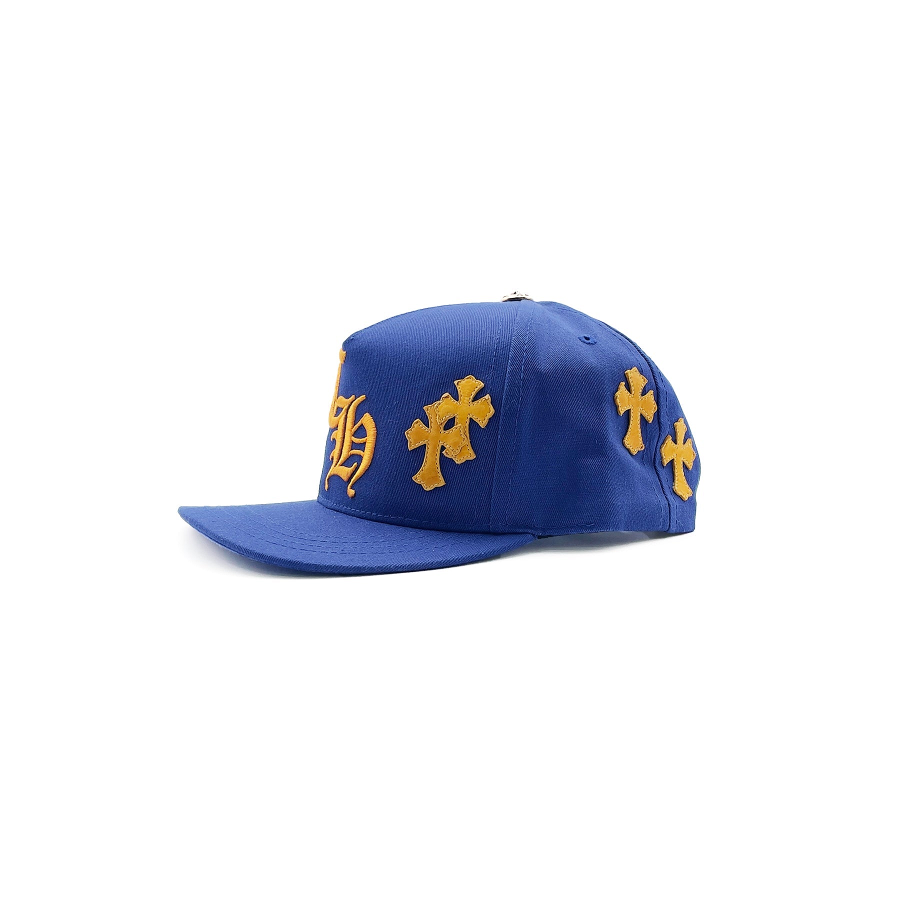 Chrome Hearts CH Embroidered Yellow Cross Patch Navy Cap - SRM