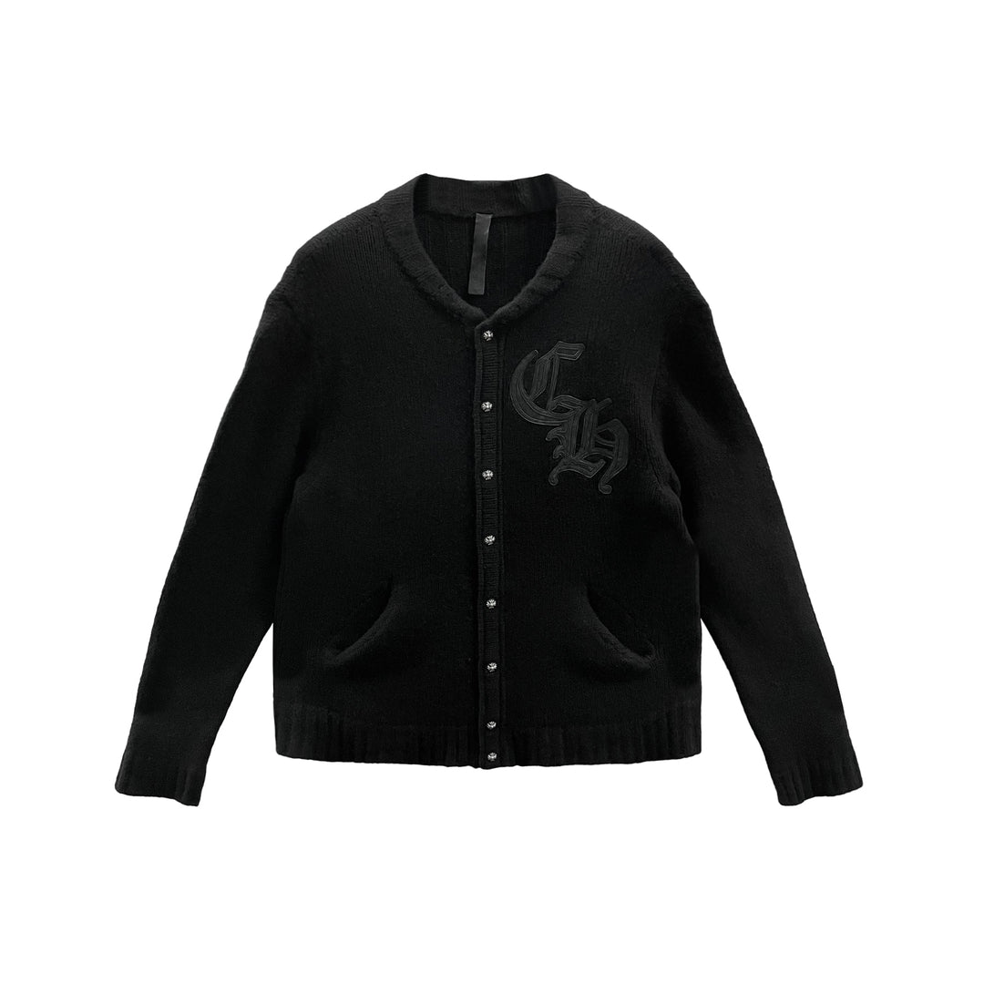 Chrome Hearts CH Leather Patch Black Cashmere Jacket - SHENGLI ROAD MARKET