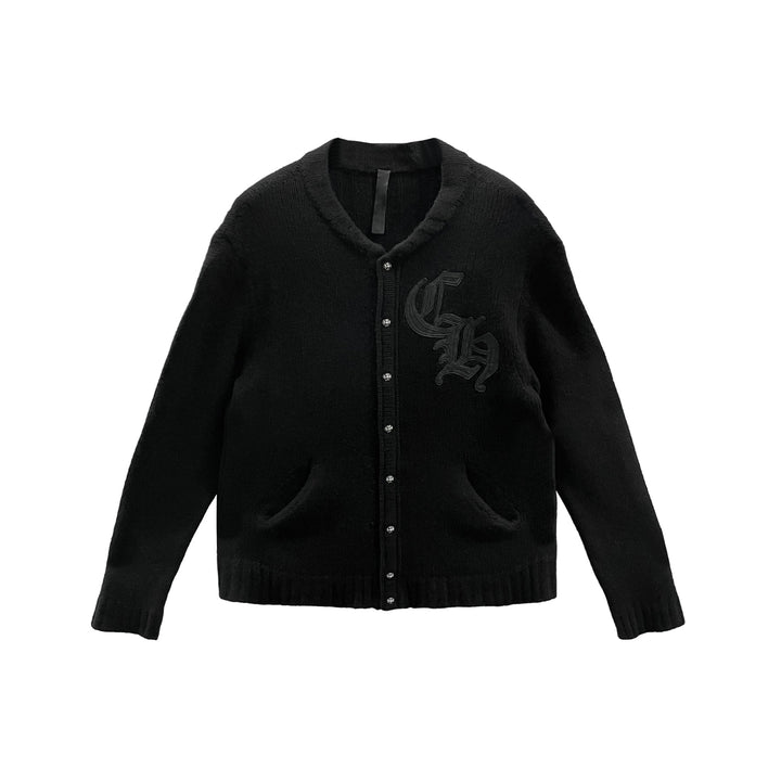 Chrome Hearts CH Leather Patch Black Cashmere Jacket - SHENGLI ROAD MARKET