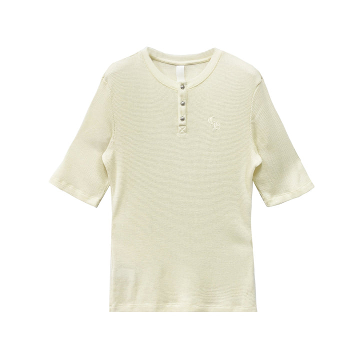 Chrome Hearts CH Letter Waffle Thermal Short Sleeve Henley T-Shirt Tee - SHENGLI ROAD MARKET