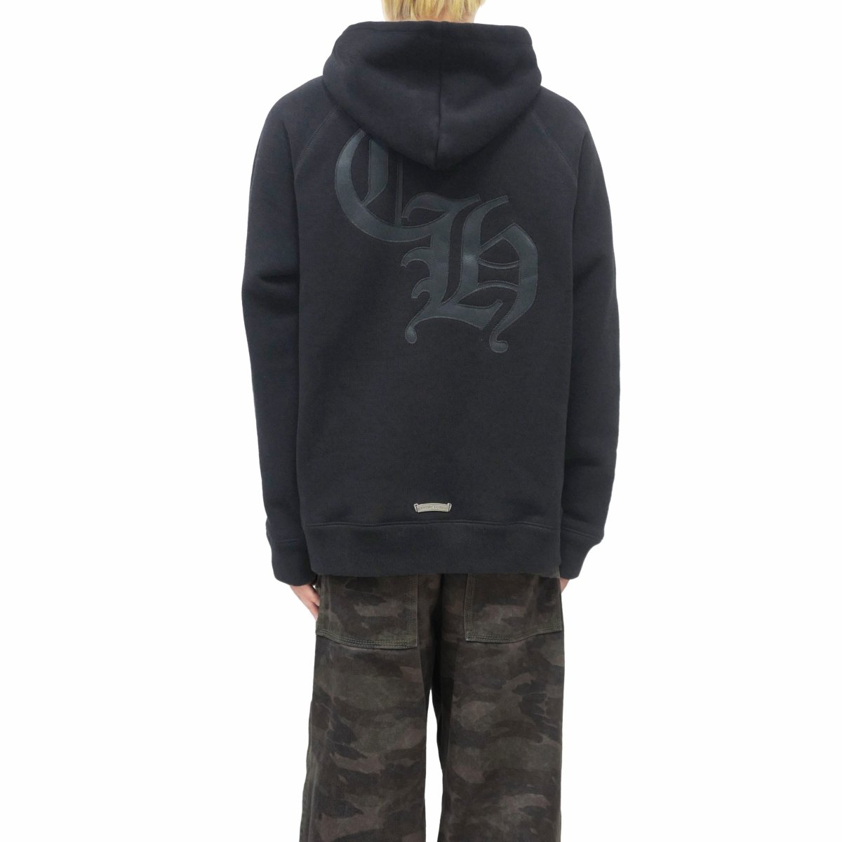 chomploy Chrome Hearts CH Logo Cross Leather Patch Black Pullover