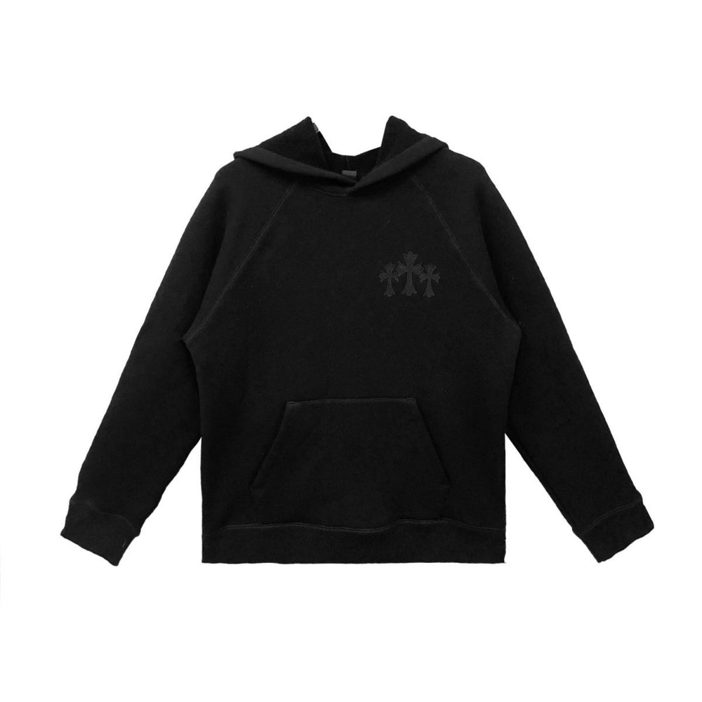 Chrome Hearts CH Logo Cross Leather Patch Black Pullover Hoodie - SHENGLI ROAD MARKET