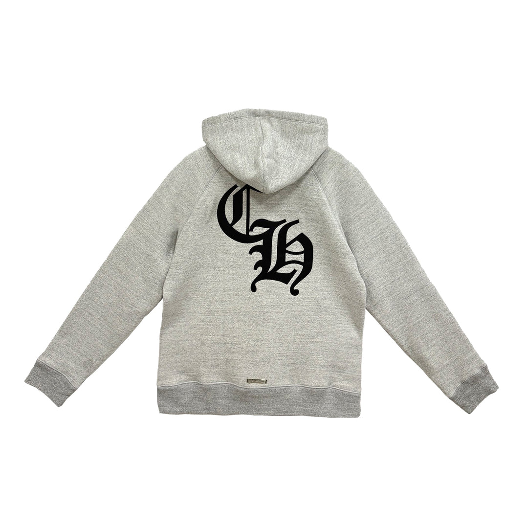Chrome Hearts CH Logo Cross Leather Patch Grey Pullover Hoodie - SHENGLI ROAD MARKET