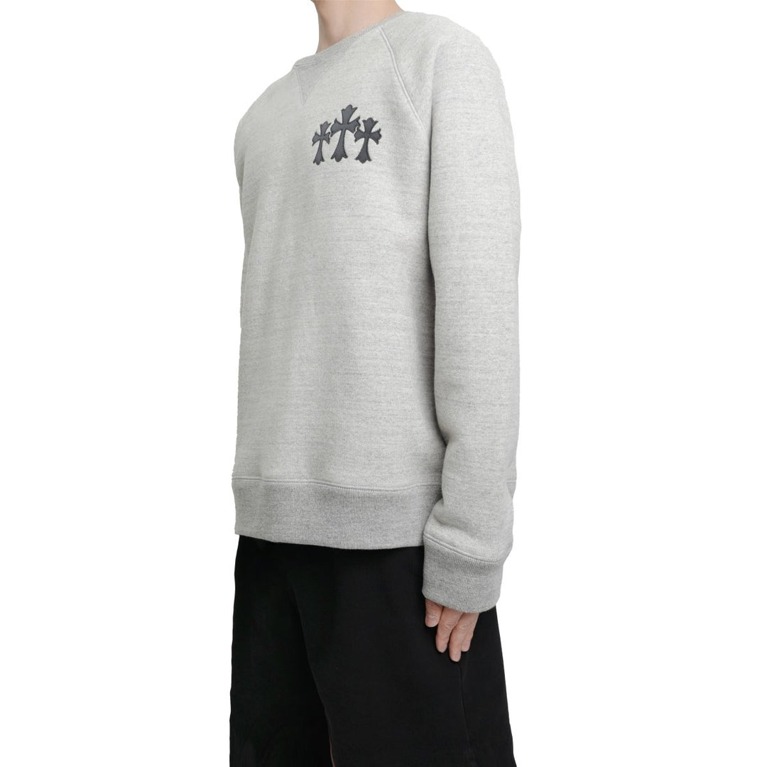 Chrome Hearts CH Logo Cross Leather Patch Grey Sweatshirt - SHENGLI ROAD MARKET