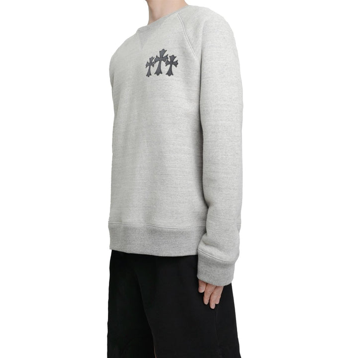 Chrome Hearts CH Logo Cross Leather Patch Grey Sweatshirt - SHENGLI ROAD MARKET