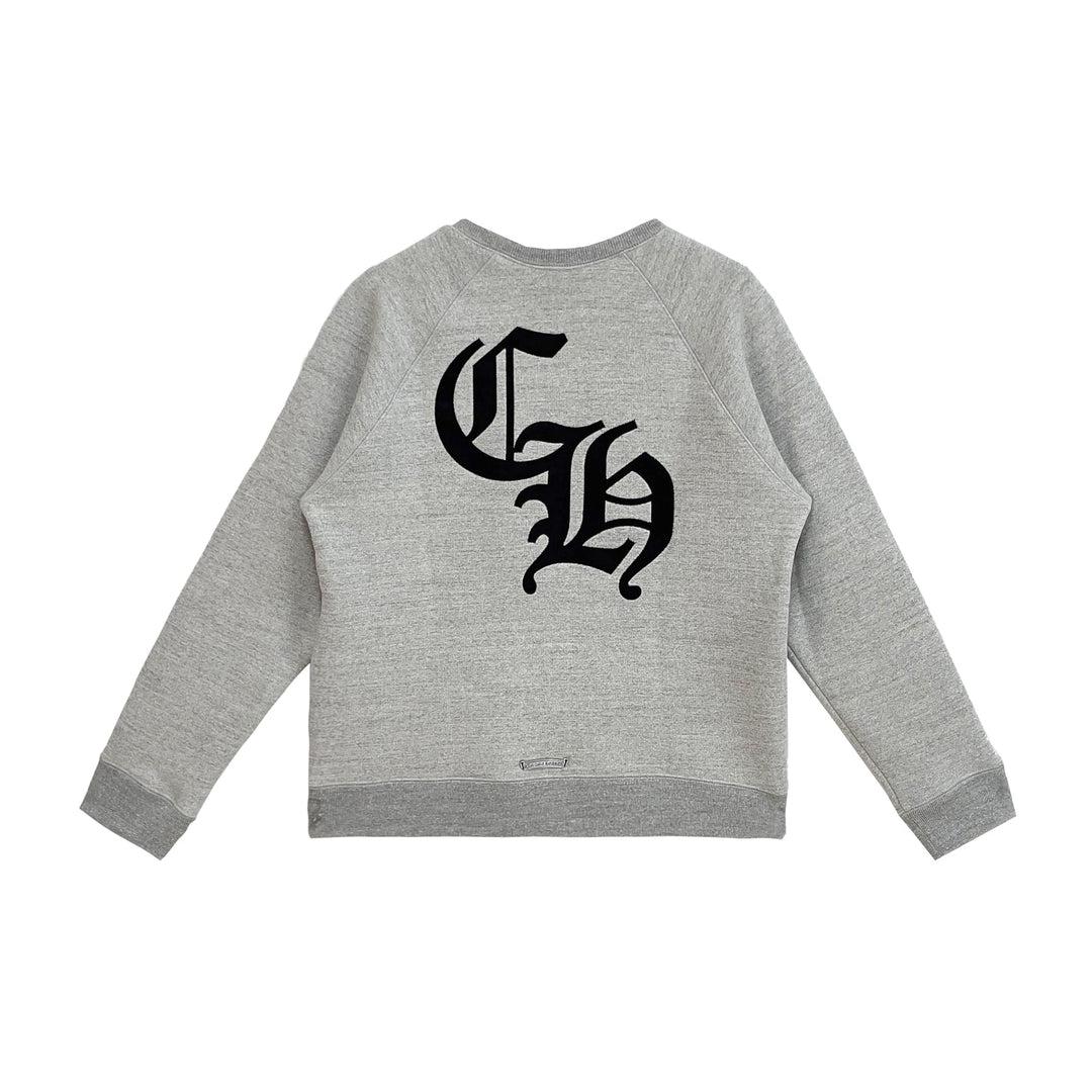 Chrome Hearts CH Logo Cross Leather Patch Grey Sweatshirt - SHENGLI ROAD MARKET