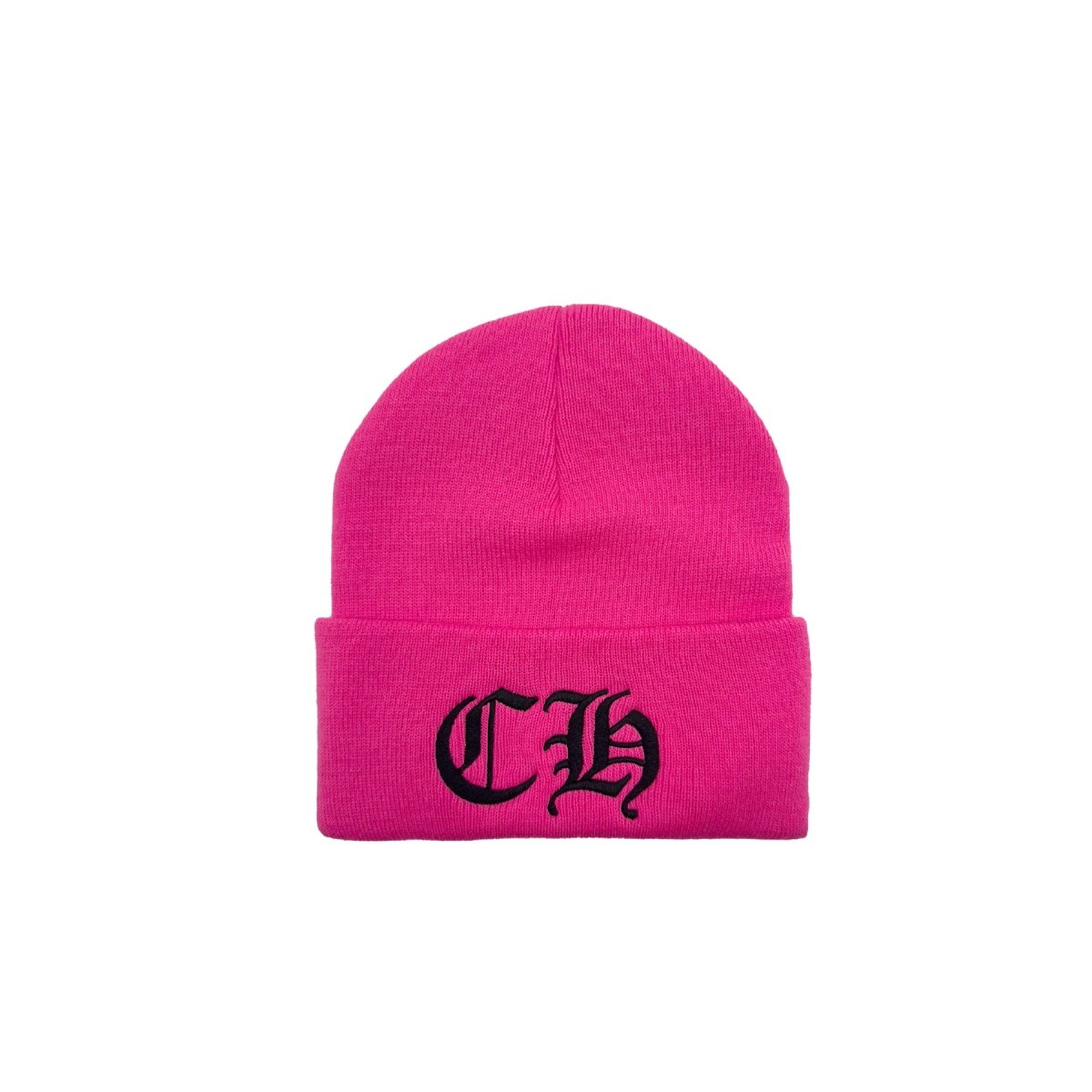 Chrome Hearts CH Logo Embroidered Pink Beanie - SHENGLI ROAD MARKET