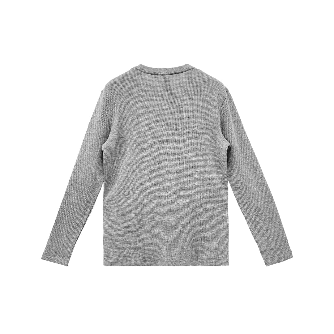 Chrome Hearts CH Logo Waffle Thermal Grey Long Sleeve Henley Shirt - SHENGLI ROAD MARKET