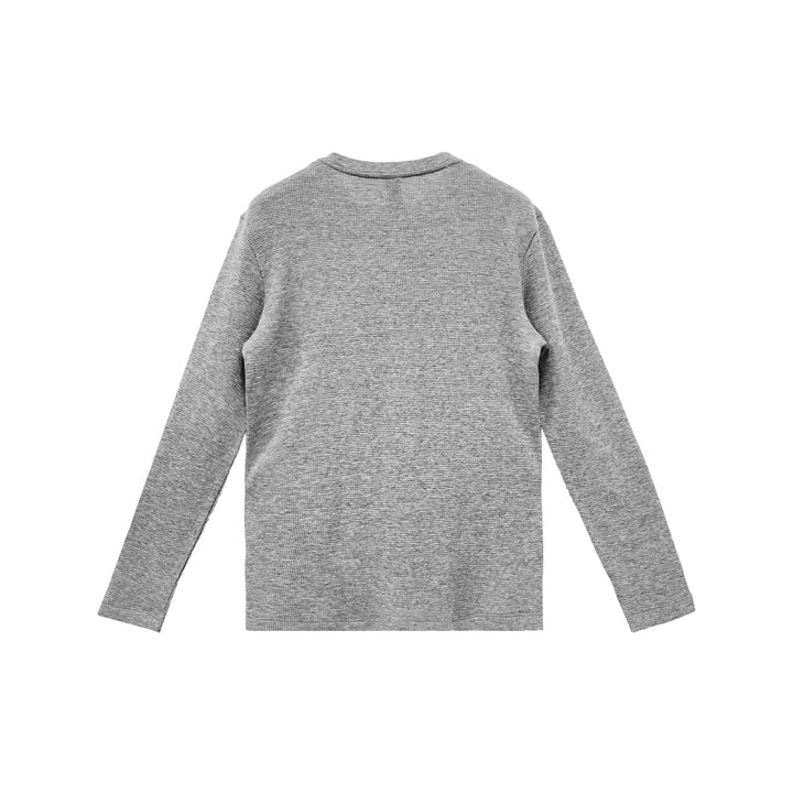 Chrome Hearts CH Logo Waffle Thermal Grey Long Sleeve Henley Shirt - SHENGLI ROAD MARKET
