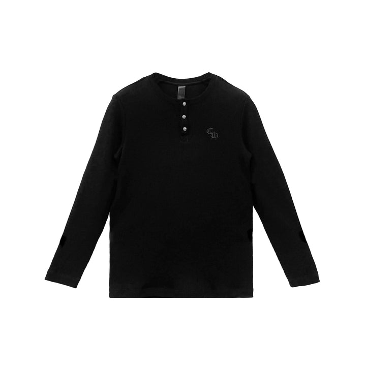 Chrome Hearts CH Logo Waffle Thermal Long Sleeve Henley Shirt - SHENGLI ROAD MARKET