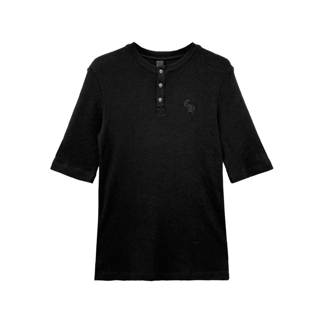 Chrome Hearts CH Logo Waffle Thermal Short Sleeve Henley T-Shirt - SHENGLI ROAD MARKET