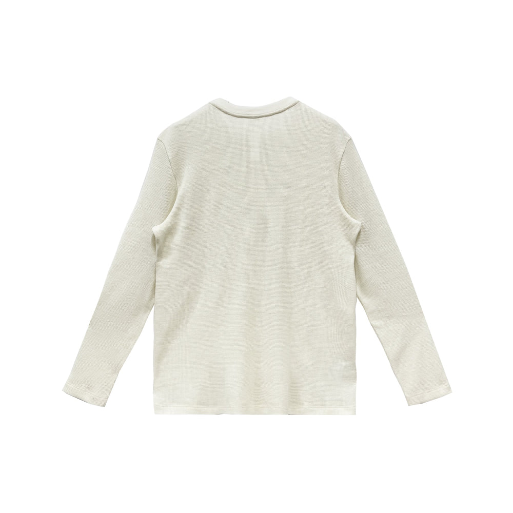 Chrome Hearts CH Logo Waffle Thermal White Long Sleeve Henley Shirt - SHENGLI ROAD MARKET