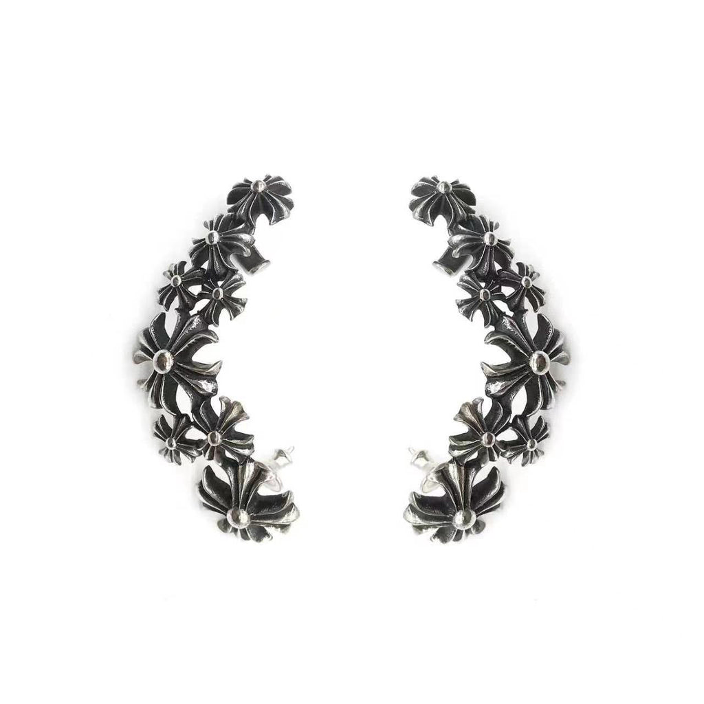 Chrome Hearts CLIMBER Silver Multi Cross Earring Stud - SRM