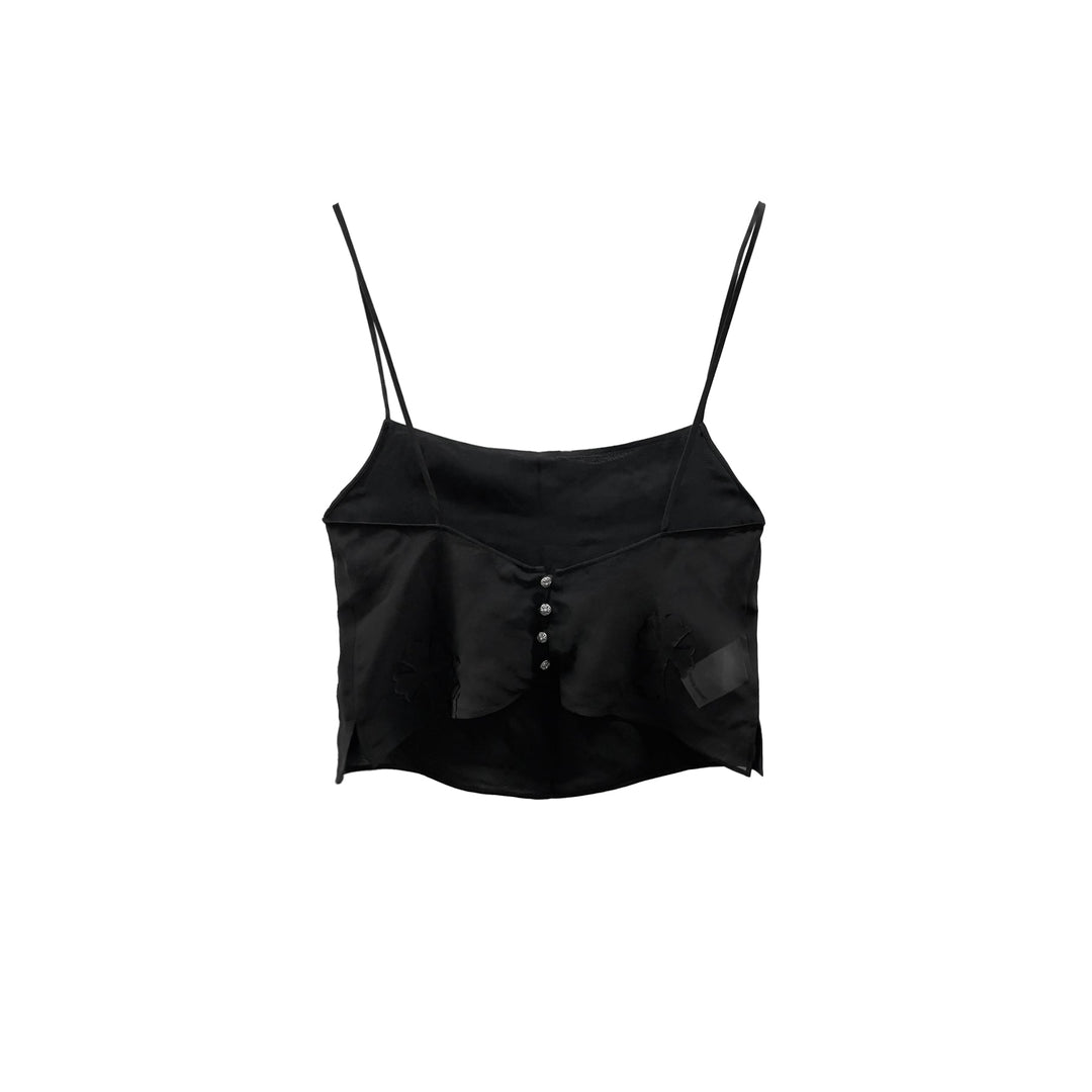 Chrome Hearts Cross Button Silk Black Tank Top - SHENGLI ROAD MARKET