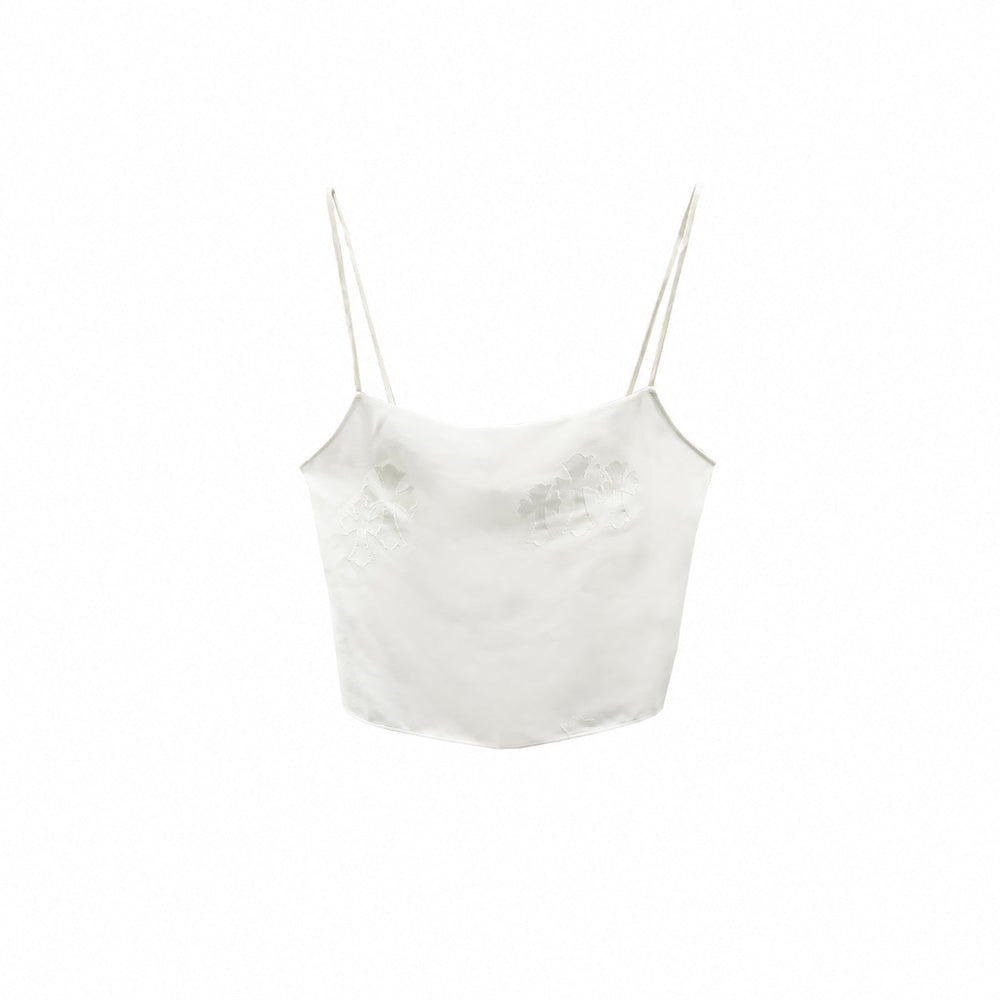 Chrome Hearts Cross Button Silk White Tank Top - SHENGLI ROAD MARKET