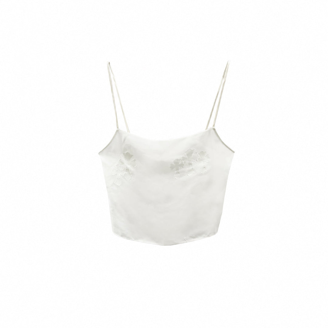 Chrome Hearts Cross Button Silk White Tank Top - SHENGLI ROAD MARKET
