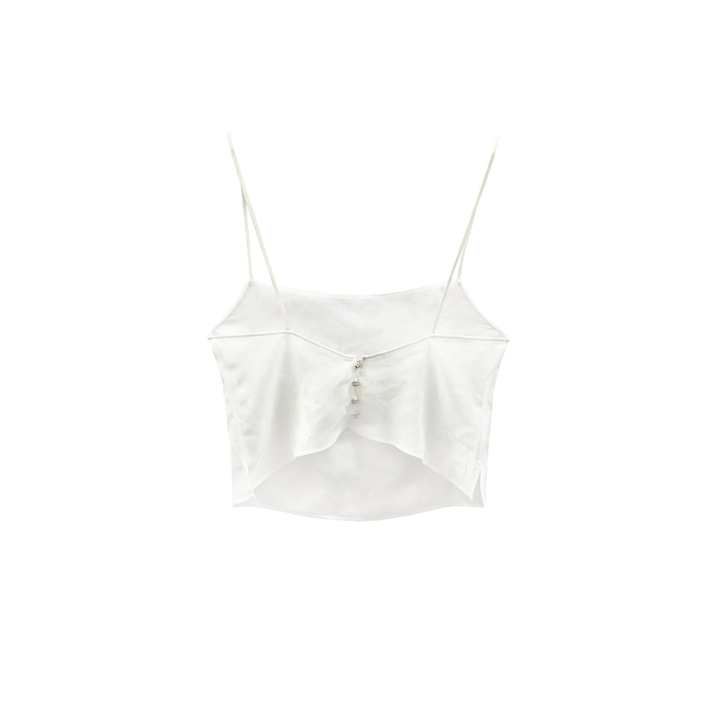 Chrome Hearts Cross Button Silk White Tank Top - SHENGLI ROAD MARKET