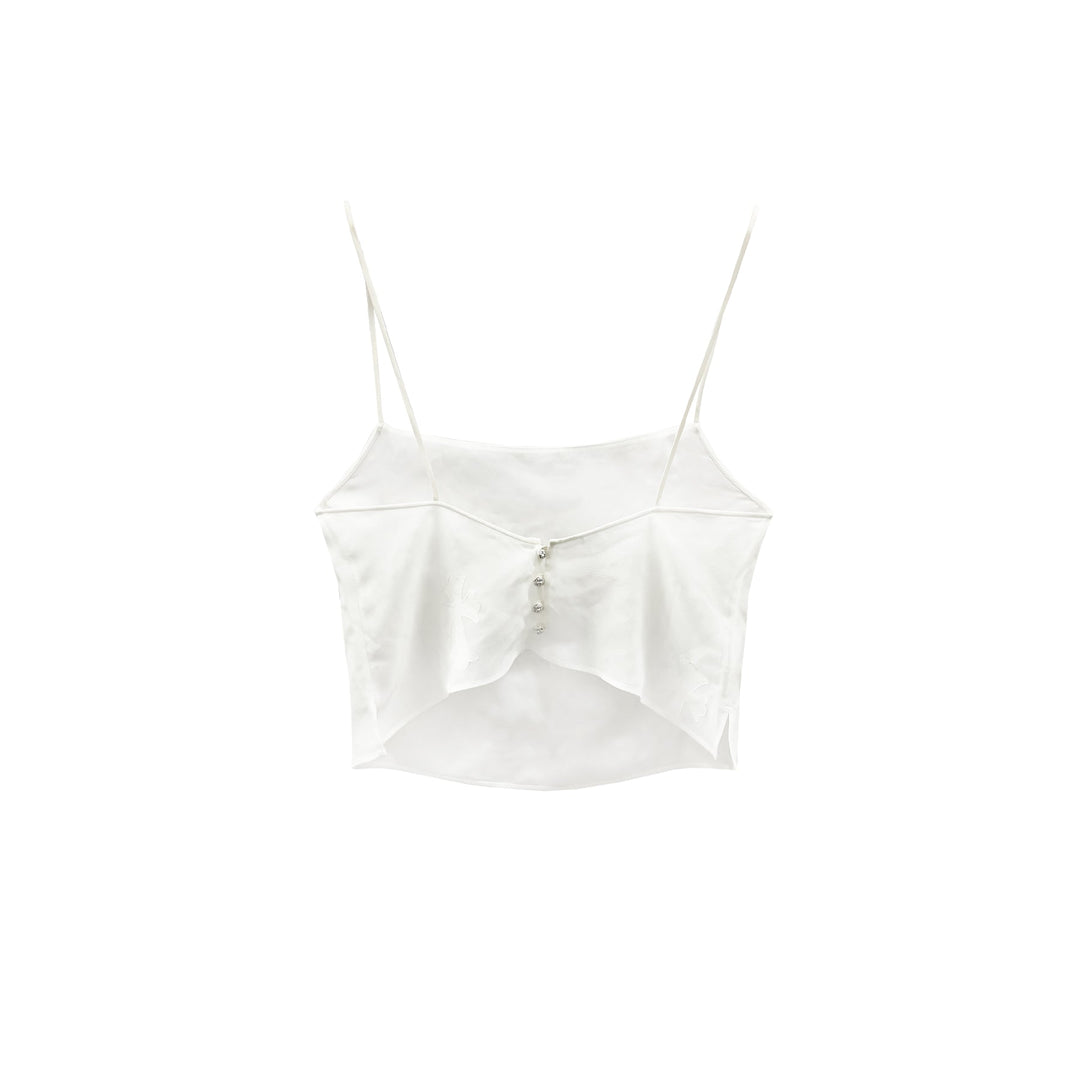 Chrome Hearts Cross Button Silk White Tank Top - SHENGLI ROAD MARKET
