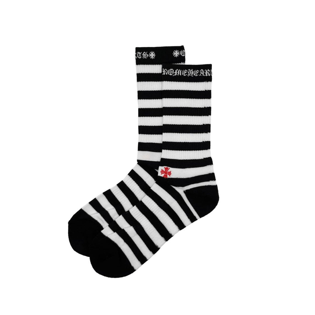 Chrome Hearts Cross Embroidered Striped Knee - High Socks - SHENGLI ROAD MARKET