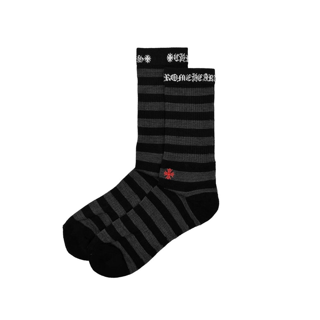 Chrome Hearts Cross Embroidered Striped Knee - High Socks - SHENGLI ROAD MARKET