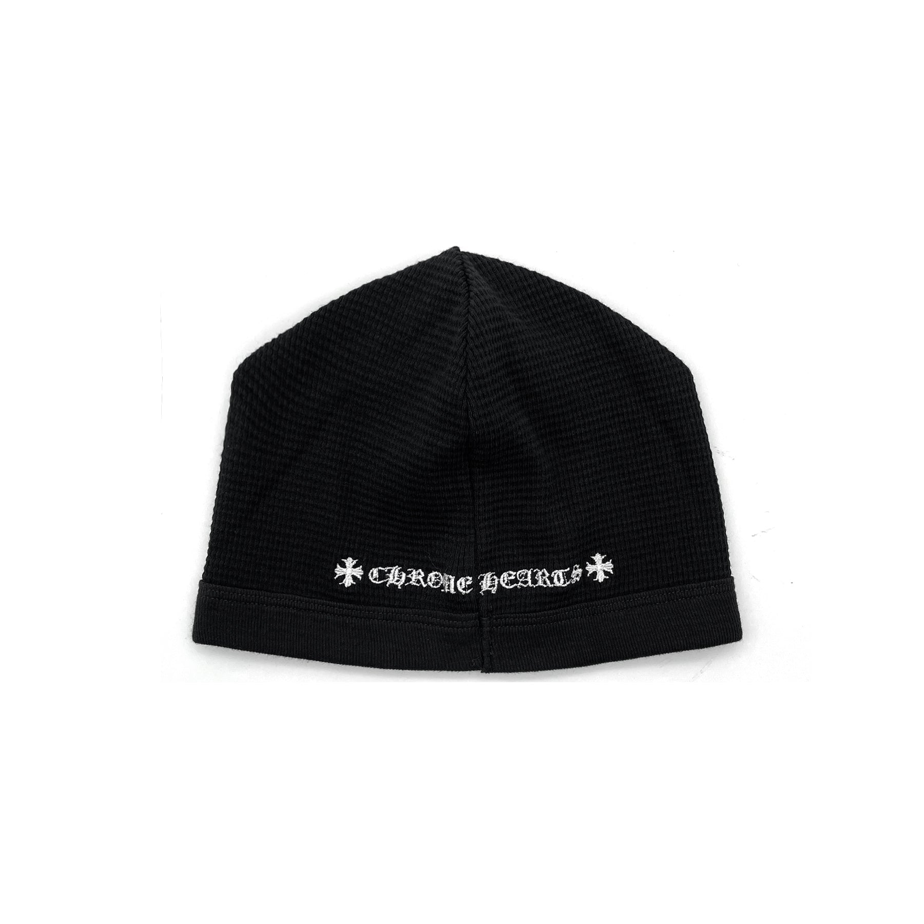 Chrome Hearts Cross Embroidered Waffle Thermal Black Beanie - SRM