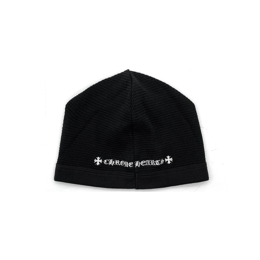 Chrome Hearts Cross Embroidered Waffle Thermal Black Beanie - SHENGLI ROAD MARKET