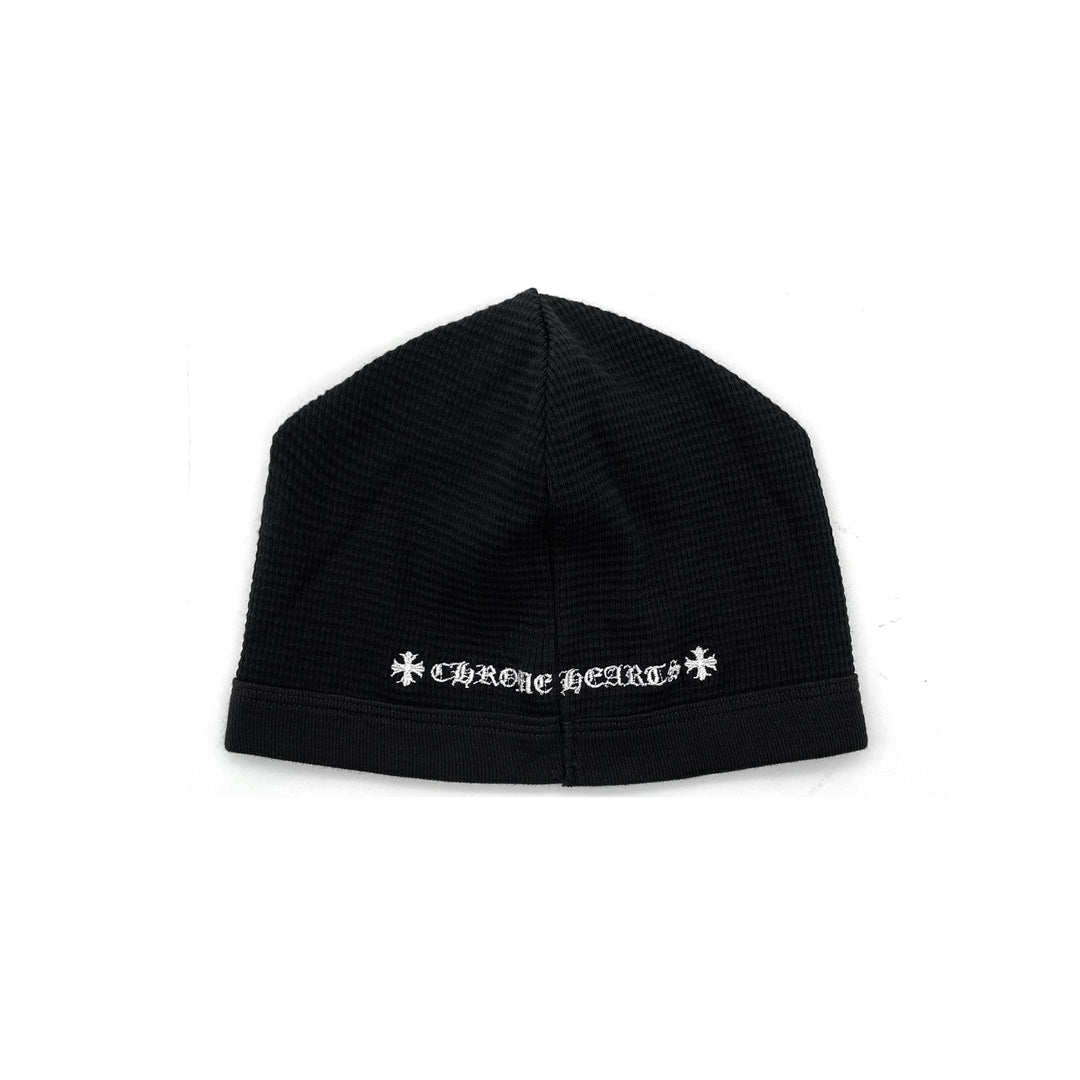 Chrome Hearts Cross Embroidered Waffle Thermal Black Beanie - SHENGLI ROAD MARKET