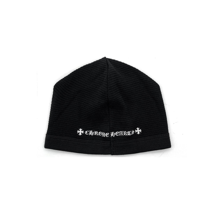 Chrome Hearts Cross Embroidered Waffle Thermal Black Beanie - SHENGLI ROAD MARKET