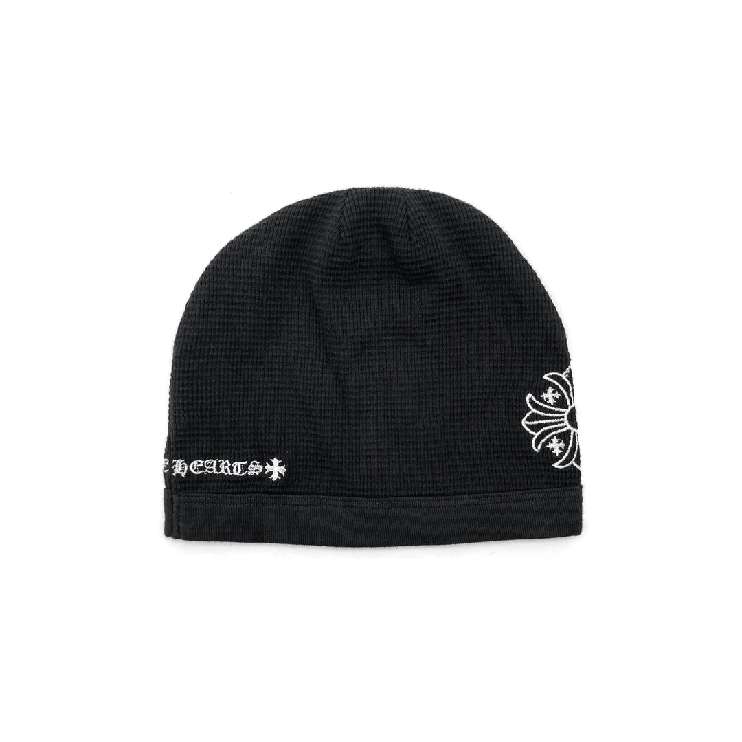 Chrome Hearts Cross Embroidered Waffle Thermal Black Beanie - SHENGLI ROAD MARKET