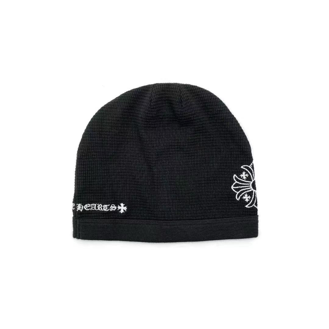 Chrome Hearts Cross Embroidered Waffle Thermal Black Beanie - SHENGLI ROAD MARKET