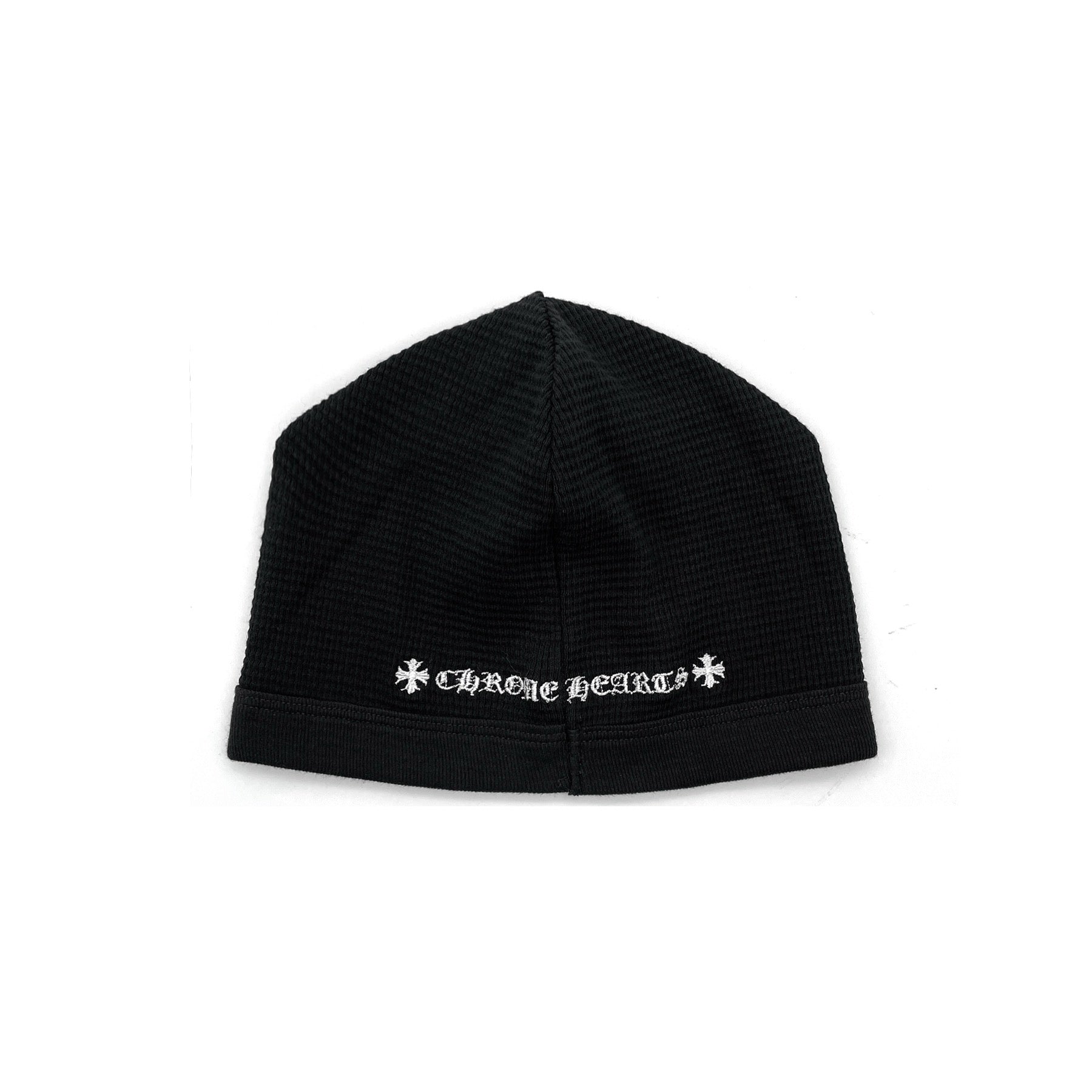 Chrome Hearts Cross Embroidered Waffle Thermal Black Beanie - SRM