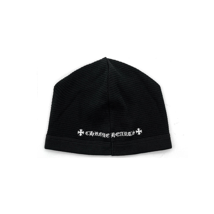 Chrome Hearts Cross Embroidered Waffle Thermal Black Beanie - SHENGLI ROAD MARKET