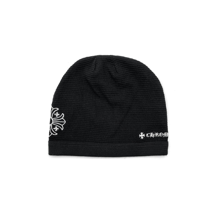 Chrome Hearts Cross Embroidered Waffle Thermal Black Beanie - SHENGLI ROAD MARKET