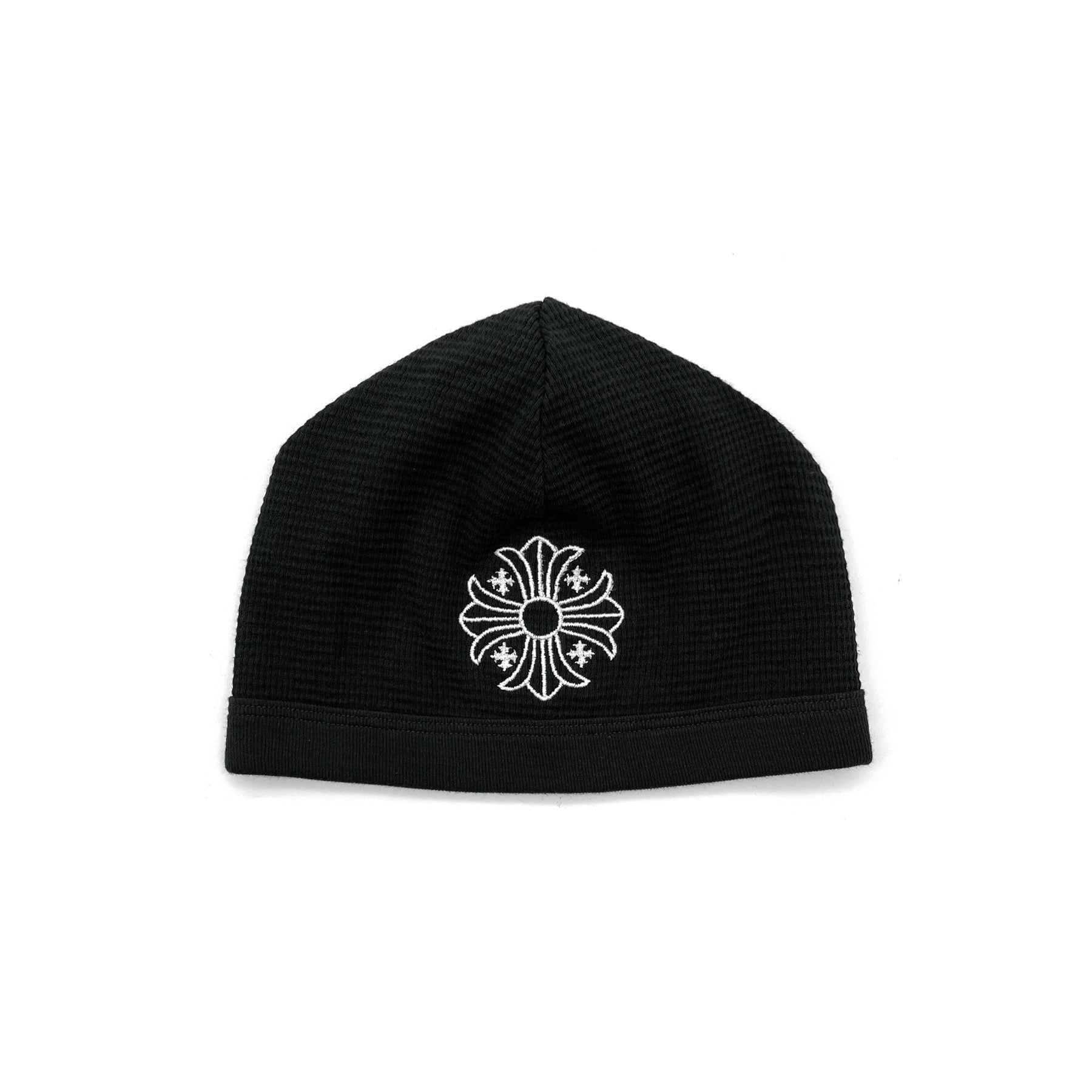 Chrome Hearts Cross Embroidered Waffle Thermal Black Beanie - SRM