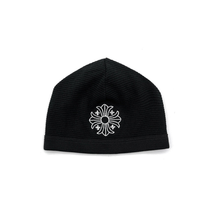 Chrome Hearts Cross Embroidered Waffle Thermal Black Beanie - SHENGLI ROAD MARKET